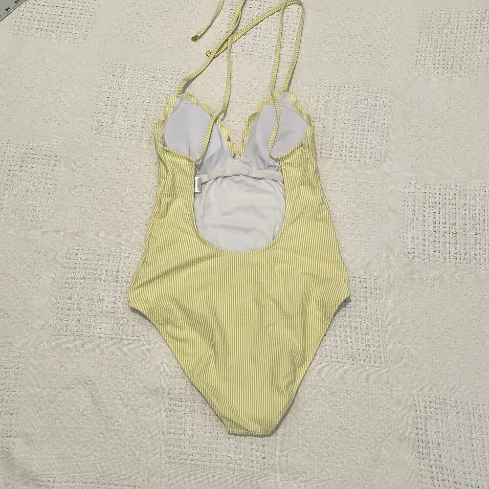 Jessica Simpson Scalloped Halter One-Piece Swimsuit